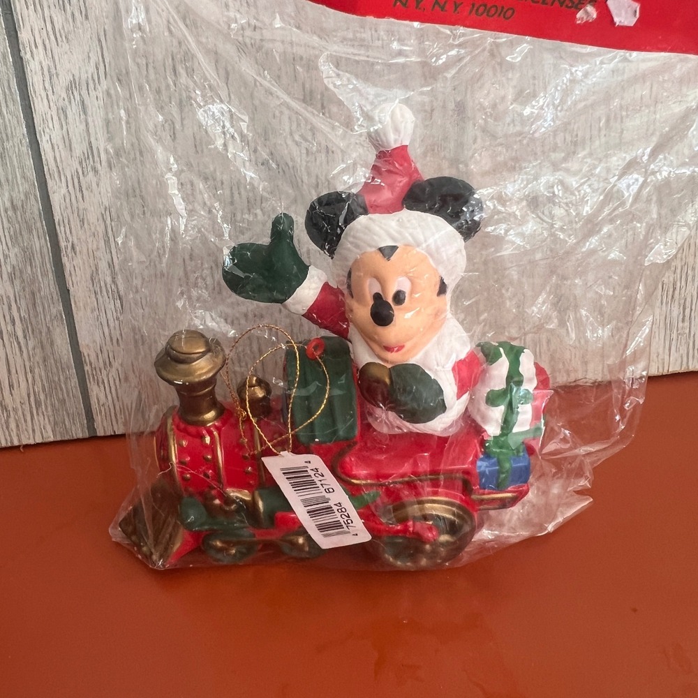 Disney Mickey Unlimited Santa Mickey Mouse Train Christmas Ornament Vintage